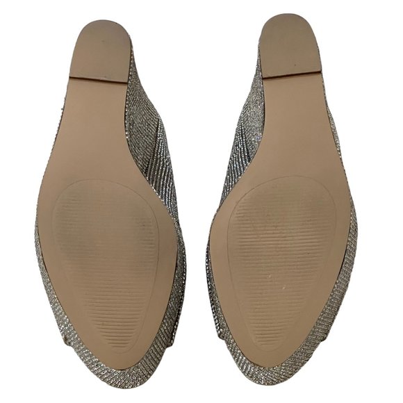 (9-228) Steve Madden Silver Rhinestone Platform Wedge Heels - Picture 9 of 14